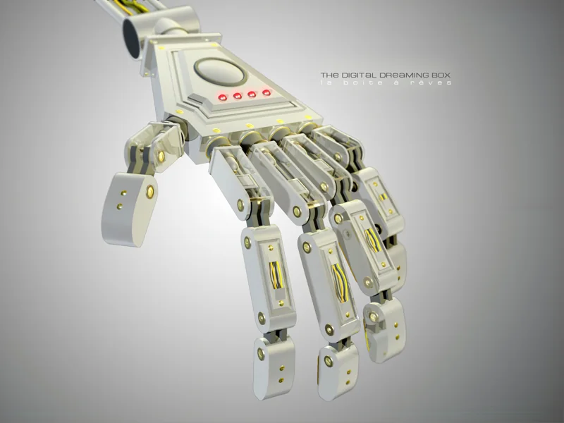 Une main robotique articulée.