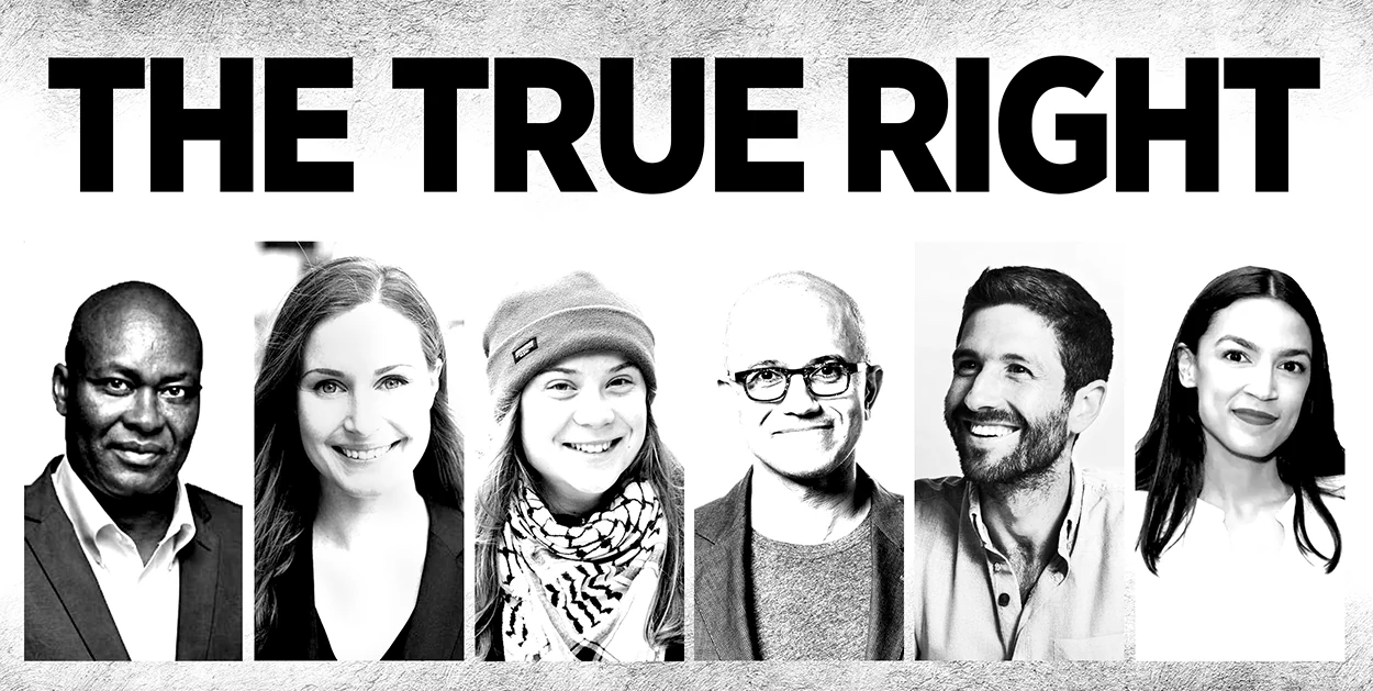 Six portraits dans une composition intitulée The True Right.