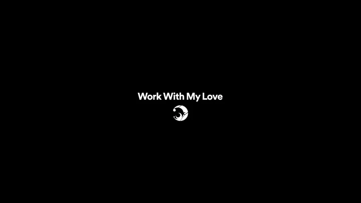 Sur fond noir : Work With My Love, avec le logo MRAK.